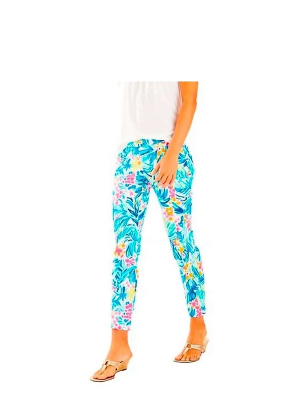 Lilly Pulitzer Kelly Skinny Ankle Stretch Pants Serene Blue 
Top Medium 14 NWT